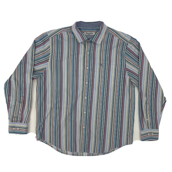 Men's Tommy Bahama Island Zone Long Sleeve Button Down Shirt Multicolor Stripe L - Picture 1 of 11
